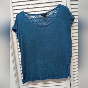 Forever 21 Teal Lace-Back Short Sleeve Top